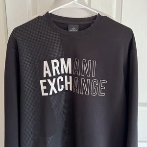 Armani Exchange Logo Sweatshirt Black and White Geometric Print Mens Sz Large